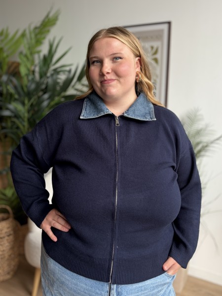 Gilet camionneur col jean grande taille