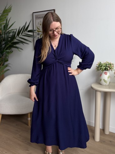Robe longue Juliette bleu marine - grande taille