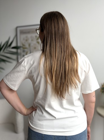 T-shirt brodé Coucou blanc - grande taille