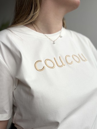 T-shirt brodé Coucou blanc