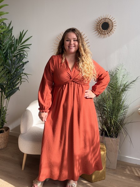 Robe longue Juliette terracotta - grande taille