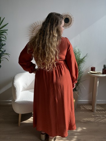 Robe longue Juliette terracotta - grande taille