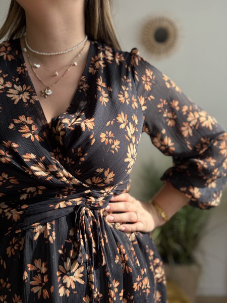 Robe Clémence fleurie noire