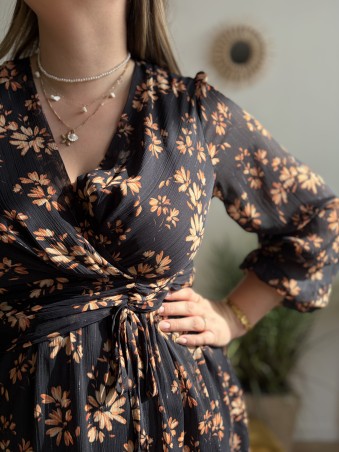 Robe Clémence fleurie noire