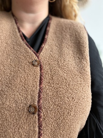 Gilet sans manches effet mouton Camel