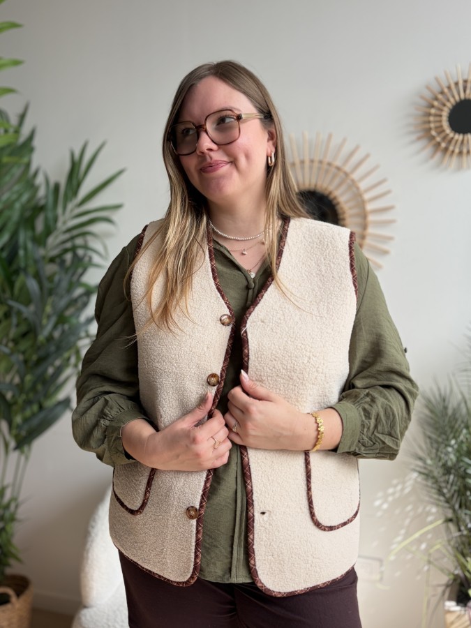 Gilet sans manches effet mouton écru Gilet sans manches effet mouton écru