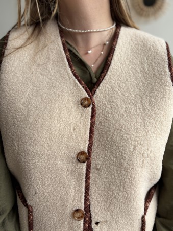 Gilet sans manches effet mouton écru