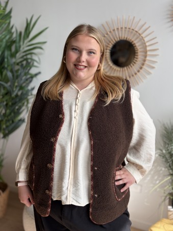 Gilet sans manches effet mouton chocolat - grande taille