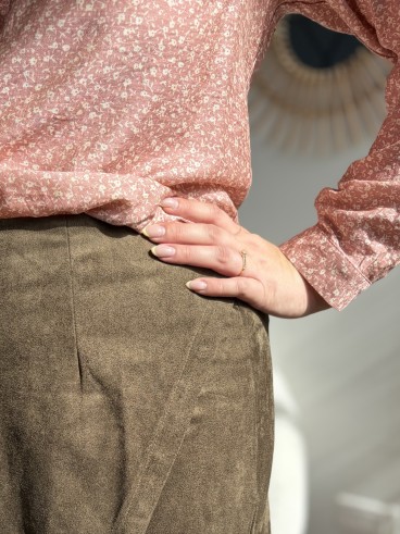 Jupe-short en suédine kaki - grande taille