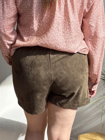 Jupe-short en suédine kaki - grande taille