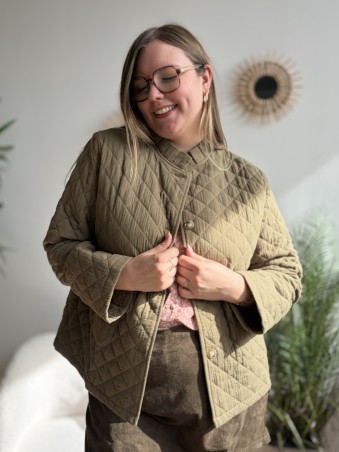 Veste matelassée à volants kaki - grande taille