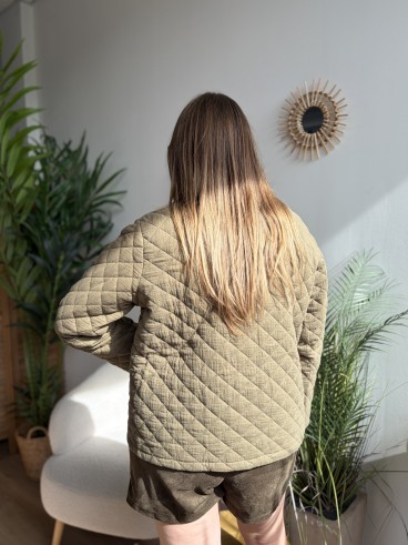 Veste matelassée à volants kaki - grande taille