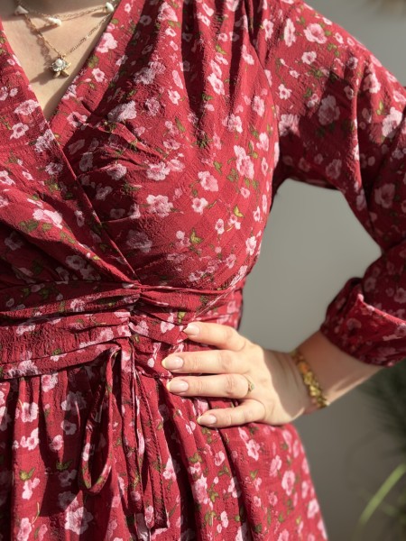 Robe fleurie Élodie rouge