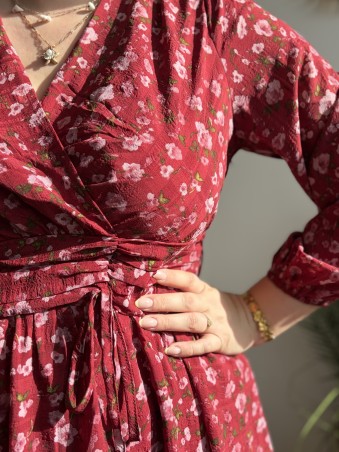 Robe fleurie Élodie rouge