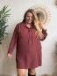 Robe chemise Éléonore col victorien bordeaux