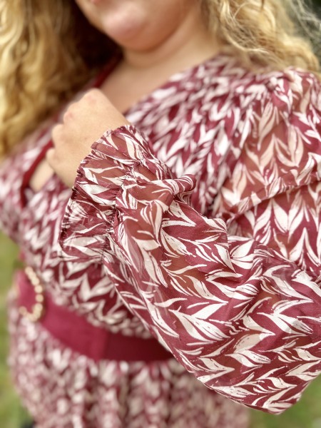 Robe longue bordeaux chevrons Lana