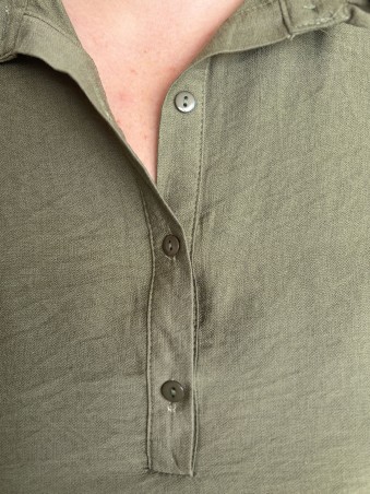 Blouse à col victorien Agathe vert kaki