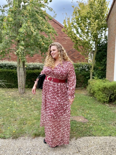 Robe longue bordeaux chevrons Lana
