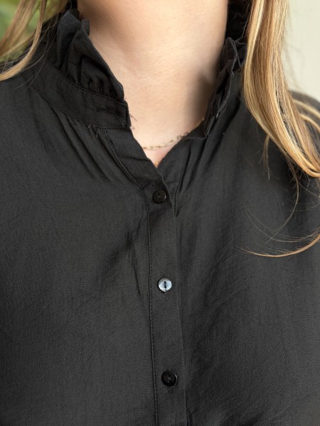 Blouse à col victorien Agathe noire