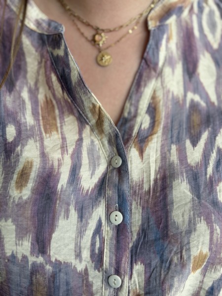 Blouse Louison motif aquarelle violet