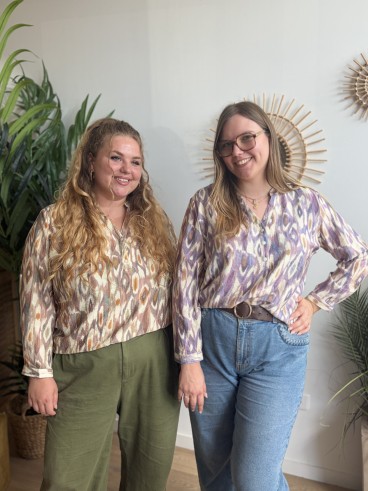 Blouse Louison motif aquarelle kaki - grande taille