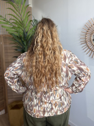 Blouse Louison motif aquarelle kaki - grande taille