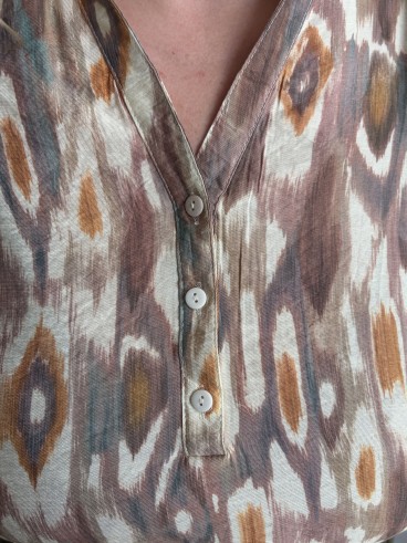 Blouse Louison motif aquarelle kaki - grande taille