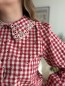 Chemise vichy à col Claudine rouge Chemise vichy à col Claudine rouge