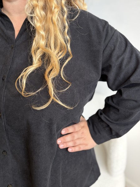 Chemise en velours côtelé noire