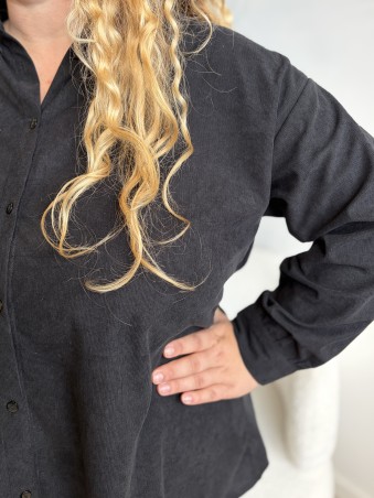 Chemise en velours côtelé noire