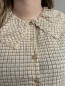 Chemise Adèle à carreaux et col Claudine beige Chemise Adèle à carreaux et col Claudine beige