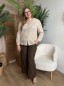 Pantalon tailleur droit chiné marron