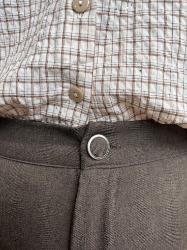 Pantalon tailleur droit chiné marron - grande taille