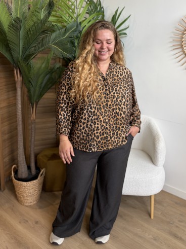 Pantalon tailleur droit chiné gris - grande taille