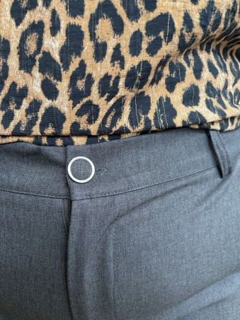 Pantalon tailleur droit chiné gris