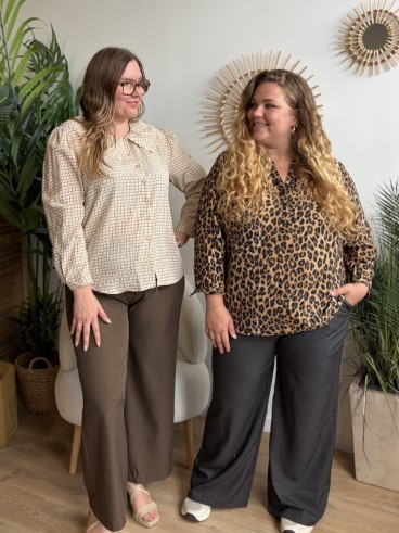 Blouse léopard à fils dorés - grande taille