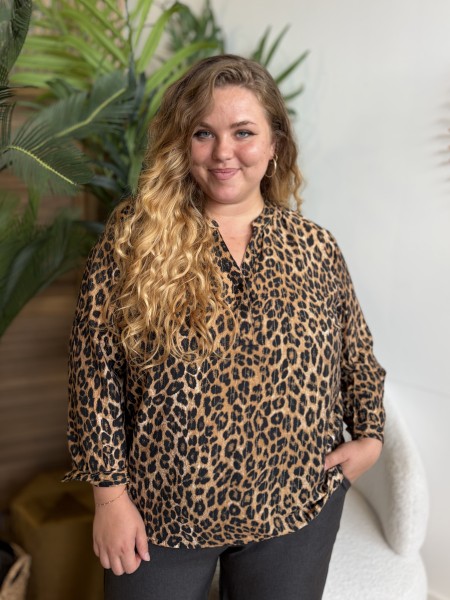 Blouse léopard à fils dorés - grande taille