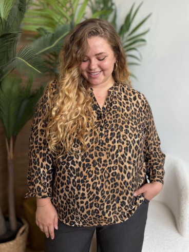Blouse léopard à fils dorés - grande taille