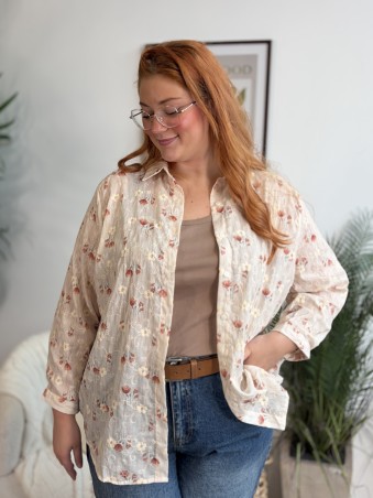 Chemise bohème fleurie et brodée - grande taille