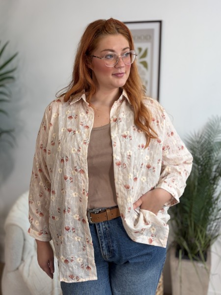 Chemise bohème fleurie et brodée