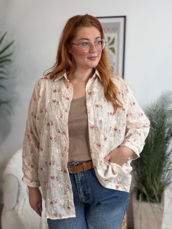 Chemise bohème fleurie et brodée
