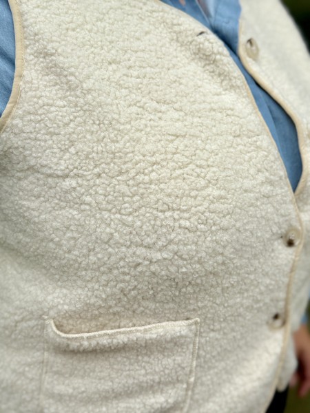 Gilet bouclette sans manches beige