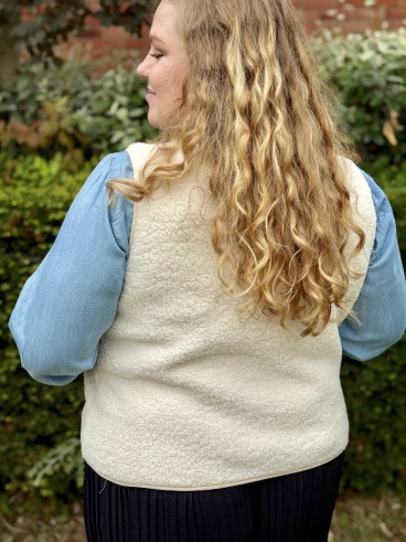 Gilet bouclette sans manches beige