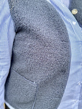 Gilet bouclette sans manches bleu marine Suzie