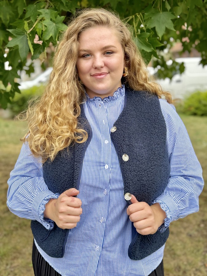 Gilet bouclette sans manches bleu marine Suzie