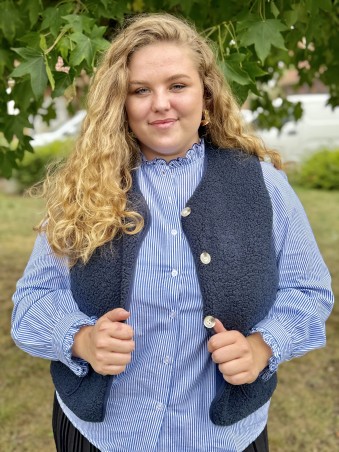 Gilet bouclette sans manches bleu marine Suzie