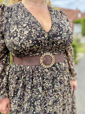Ceinture élastique anneau rond marron Joy