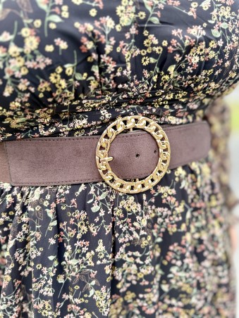 Ceinture élastique anneau rond marron Joy