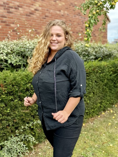 Chemise veste gaze de coton noir
