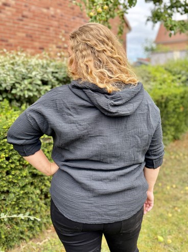 Chemise veste gaze de coton noir